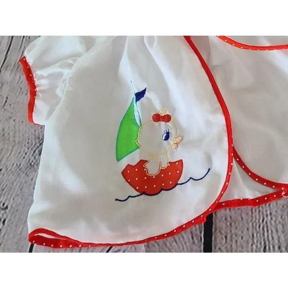 Vintage Infant Baby Light Jacket Hood Embroidered Duck - Picture 5 of 5